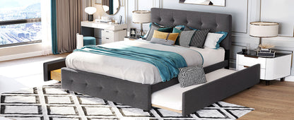 Upholstered Platform Bed Queen Dark Gray