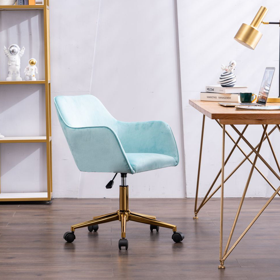 Velvet Executive Swivel Office Chair – Aqua Blue