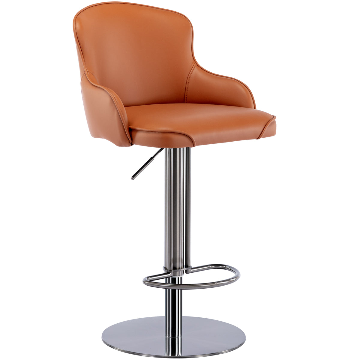 Modern Leather Bar Chair Adjustable Brown