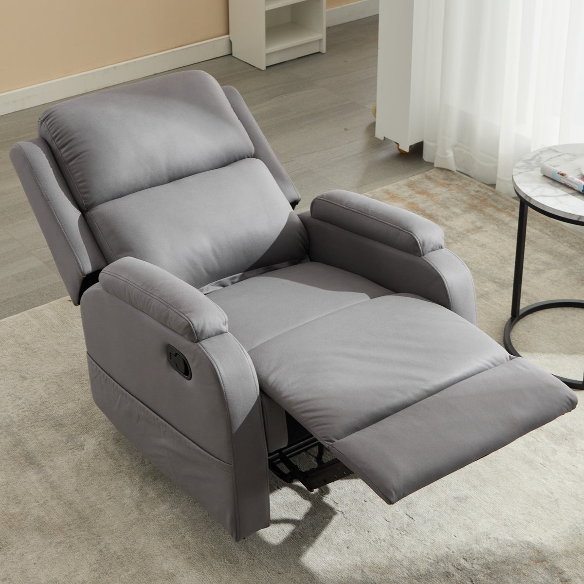 Adjustable Recliner Chair Fabric Gray