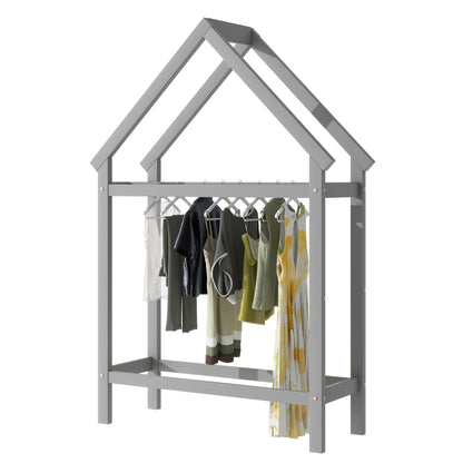 House Frame Platform Bed with Storage Gray