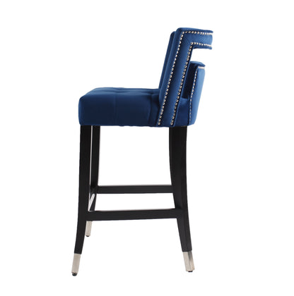 Velvet Barstools Set of 2 Gold Base