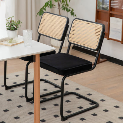 Set of 2 Velvet Dining Chairs Black and Gold Legs