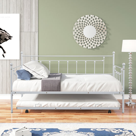 Metal Double Platform Bed Light Gray