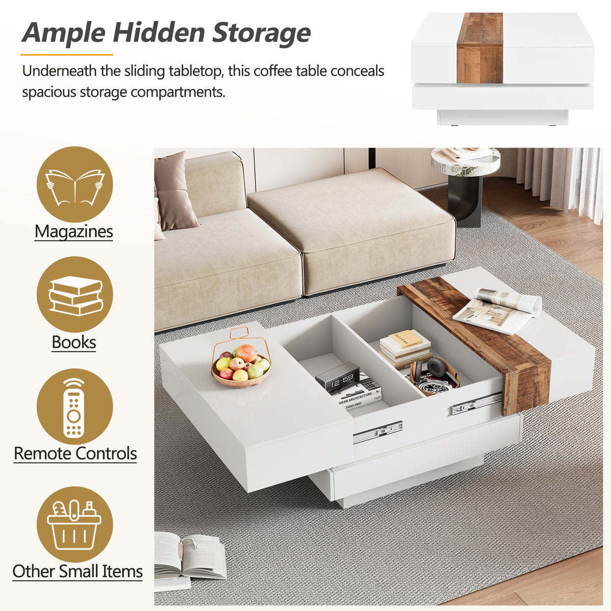 Modern Storage Coffee Table White