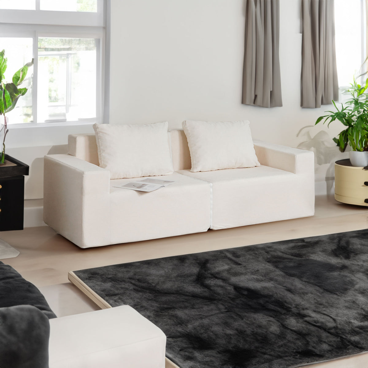 Convertible Foam Sofa Chair Twin Gray