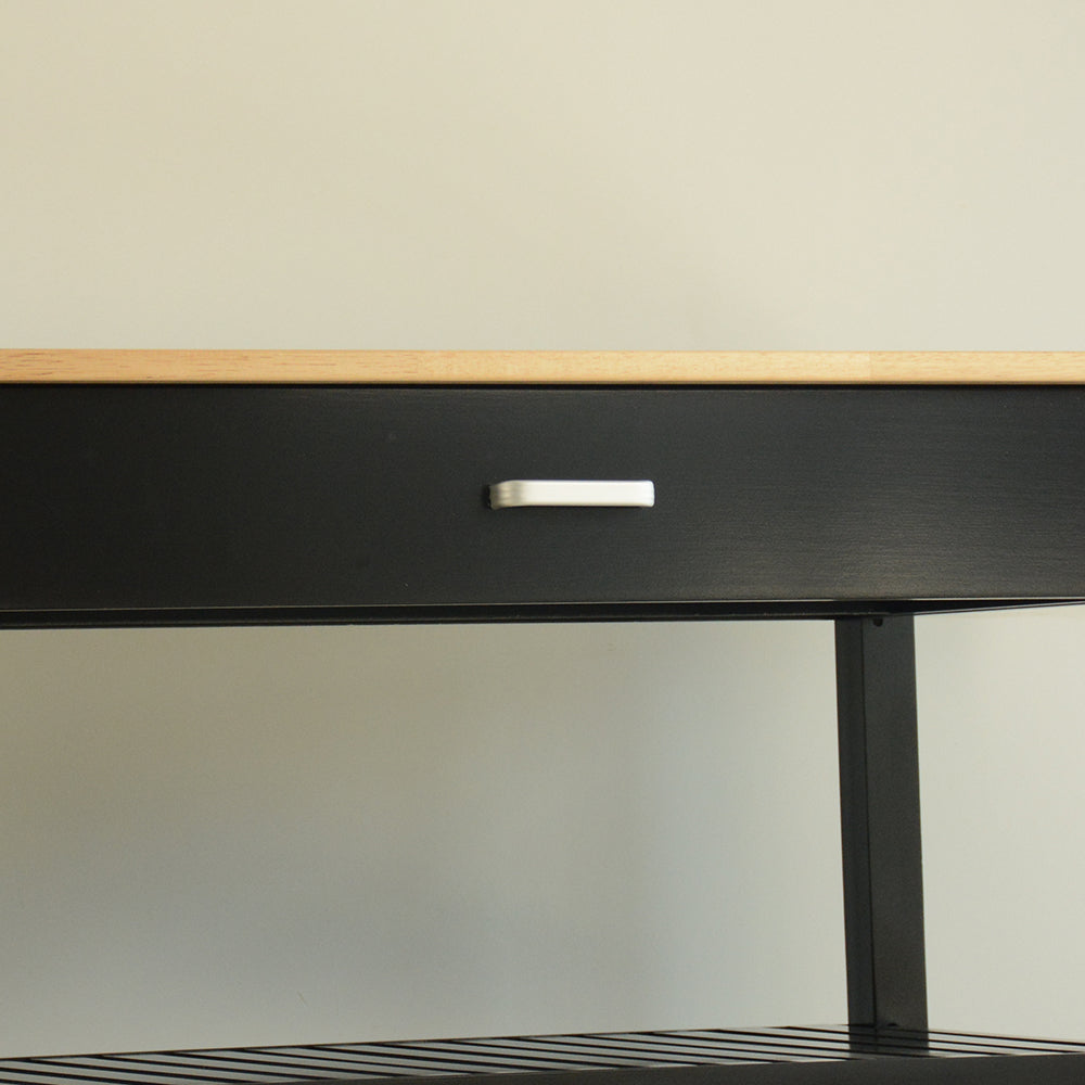 Mobile Kitchen Island with Rubber Wood Top