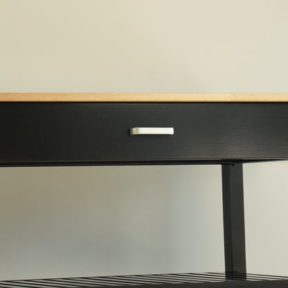 Mobile Kitchen Island with Rubber Wood Top