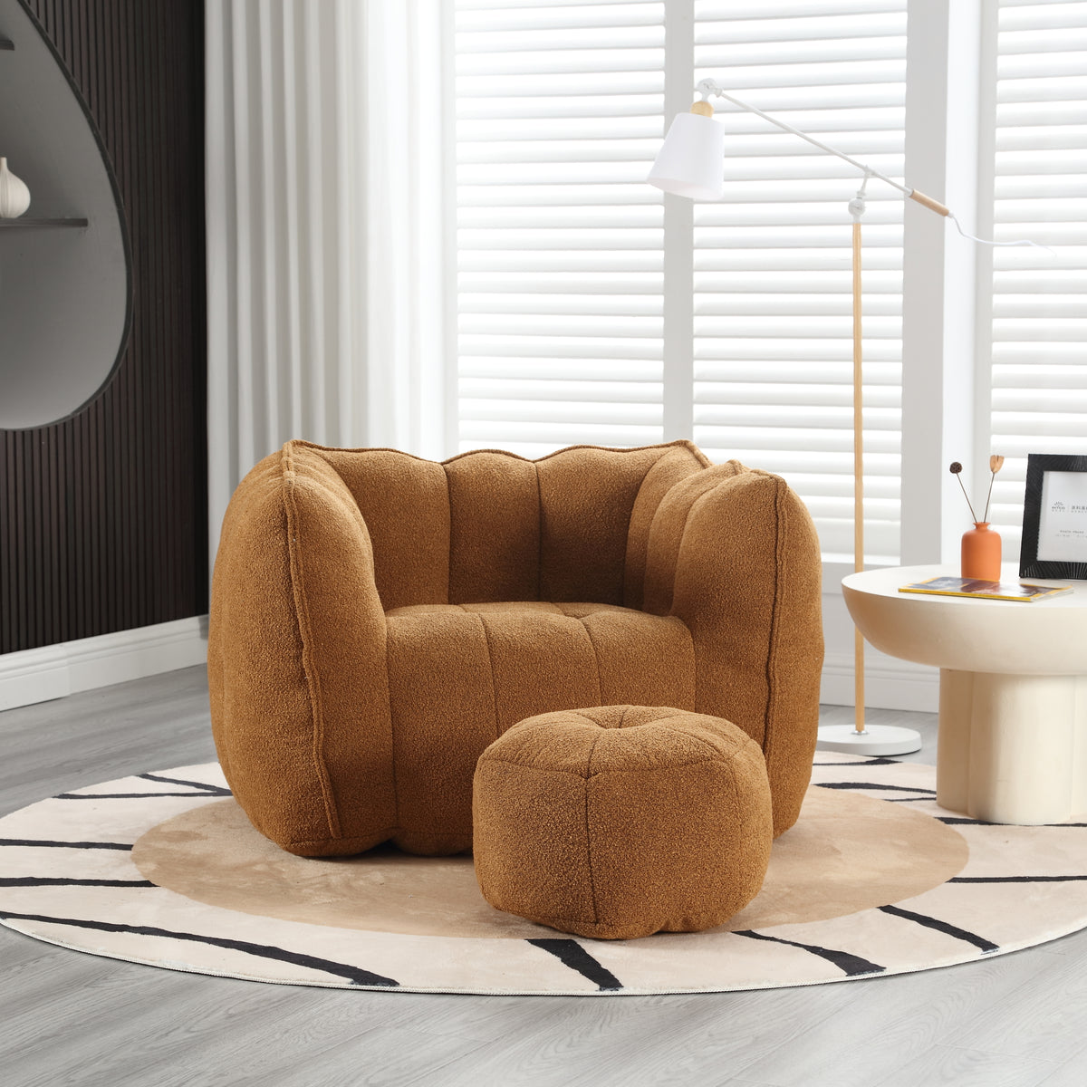 High Resilience Foam Bean Bag Sofa with Footrest