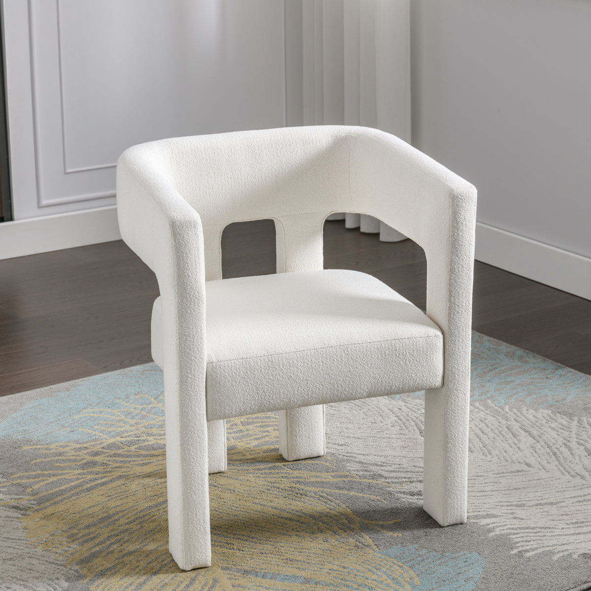 Contemporary Accent Chair Beige Upholstery
