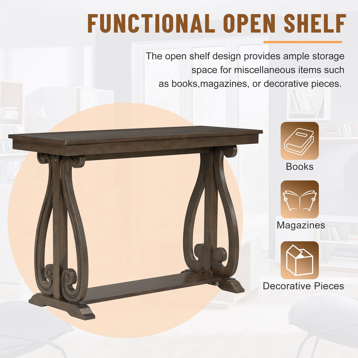 Walnut Farmhouse Console Table – 48”