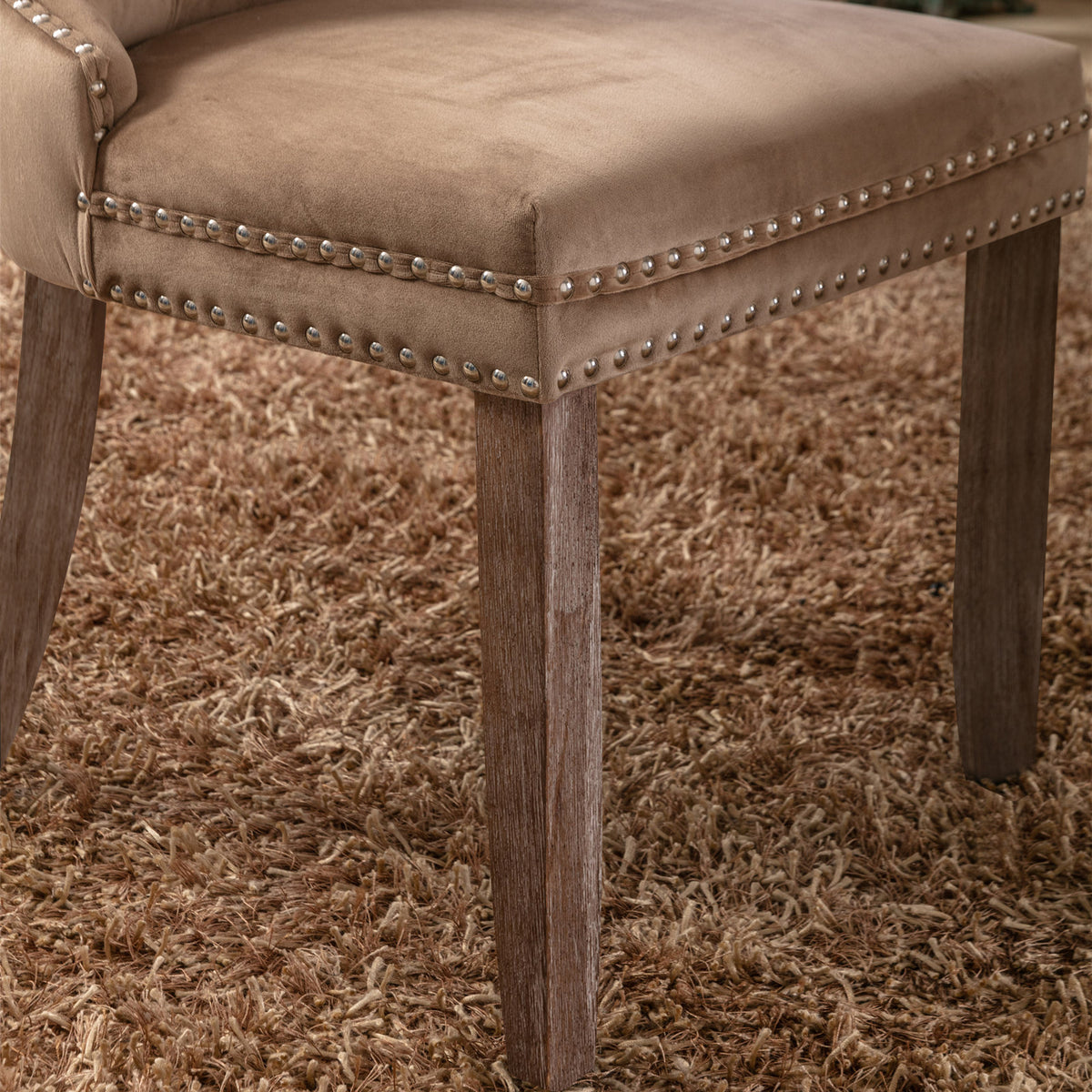 Tufted Dining Chair Set of 2 Khaki