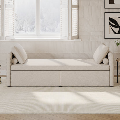 Linen Reclining Chaise Lounge – Beige