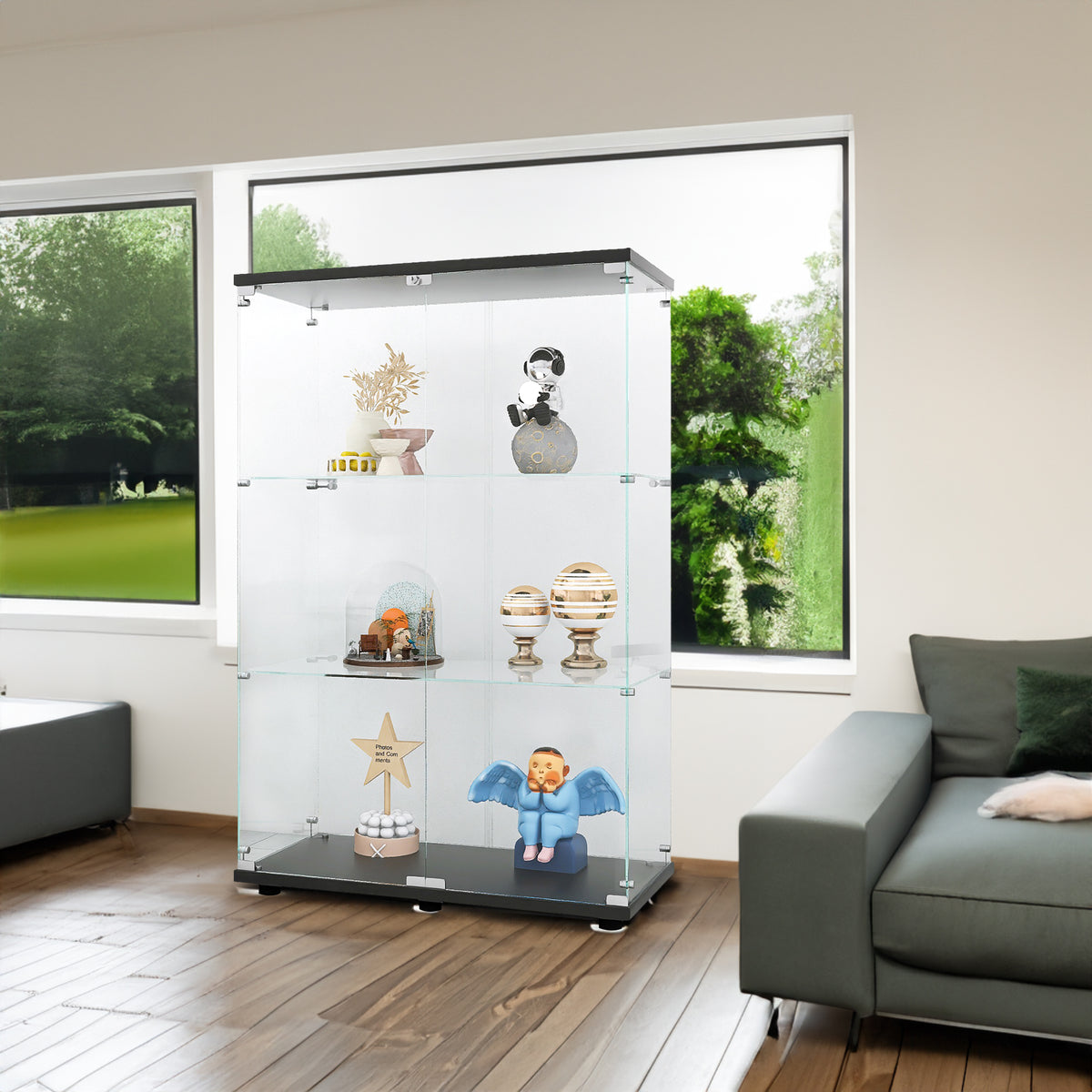 Triple Glass Display Cabinet White