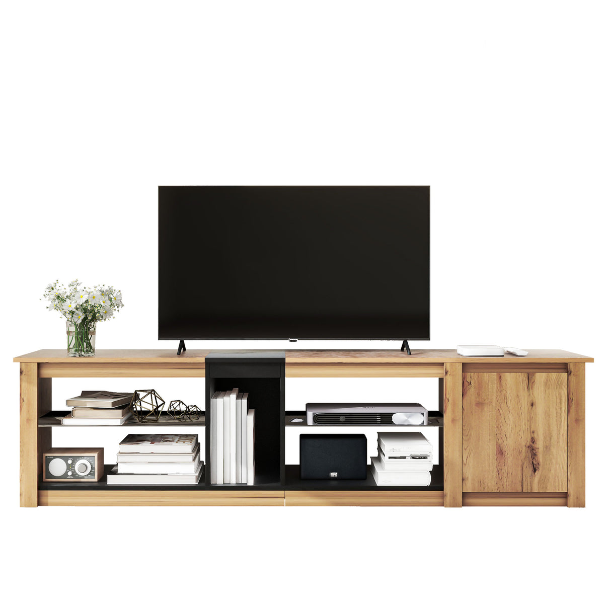 Modern LED TV Stand with Media Storage