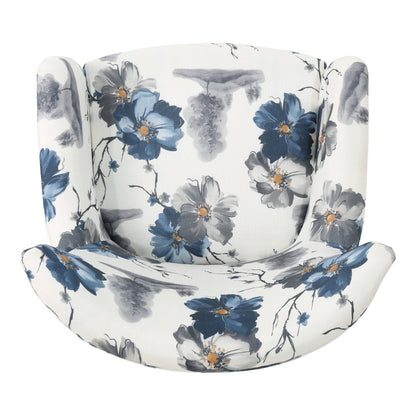 Retro Printed Accent Chair Blue