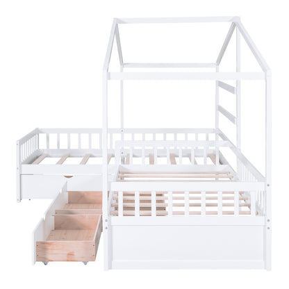 Twin House Bed White