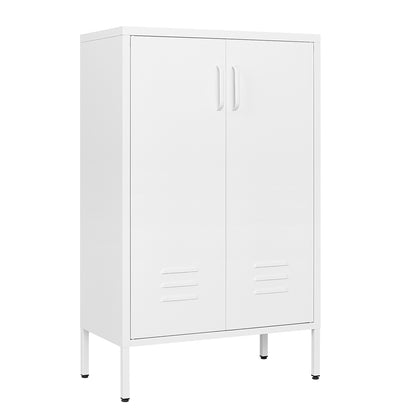 White Steel Storage Cabinet with Double Doors