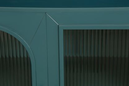 65” Blue Wood Media Console – Adjustable Shelves