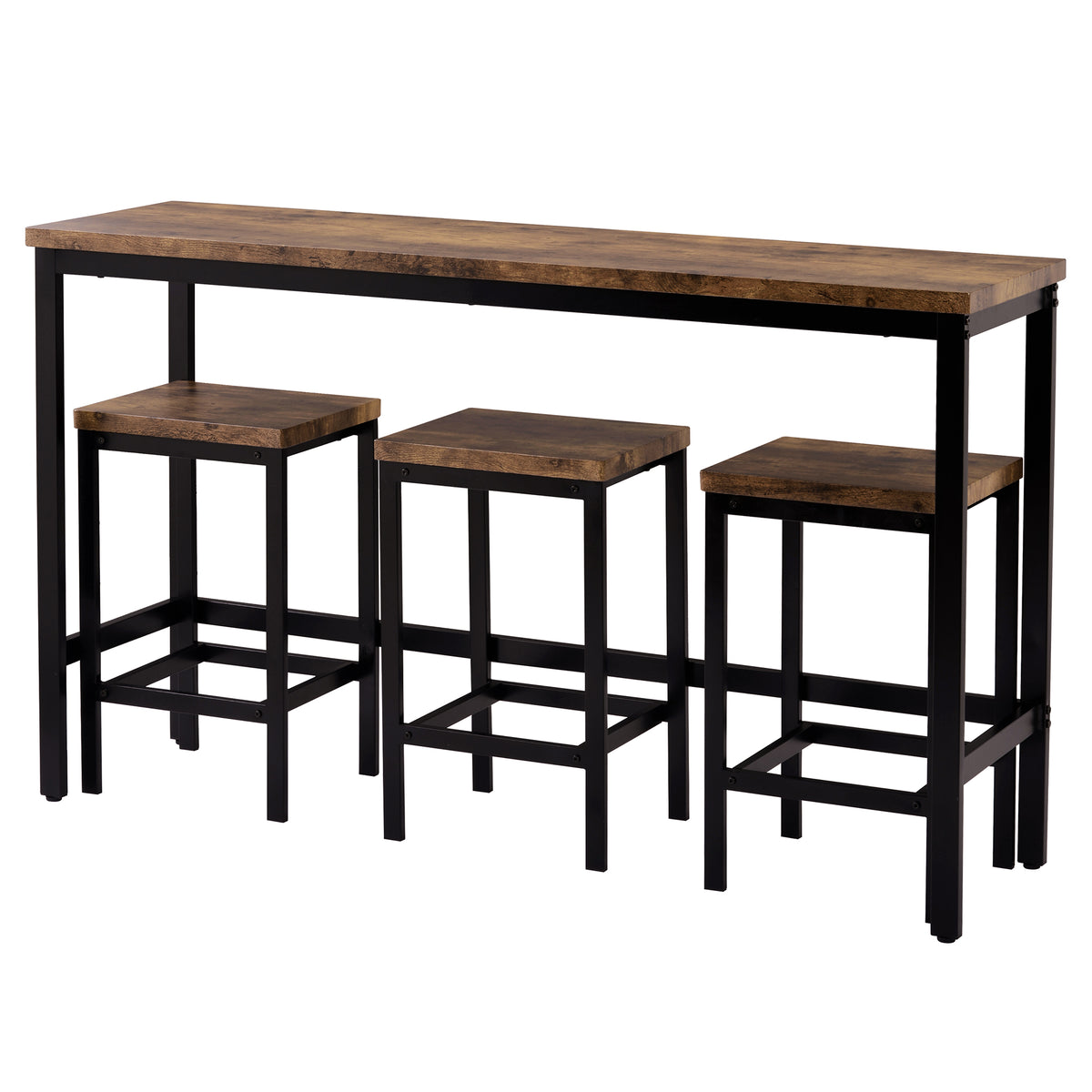 Counter Height Bar Table Set (4 pcs) – Brown