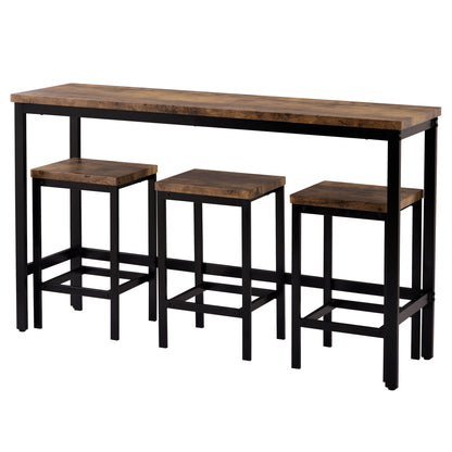 Counter Height Bar Table Set (4 pcs) – Brown