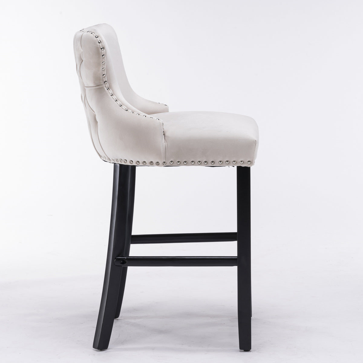 Velvet Wingback Bar Stool Set (2 pcs) – Beige