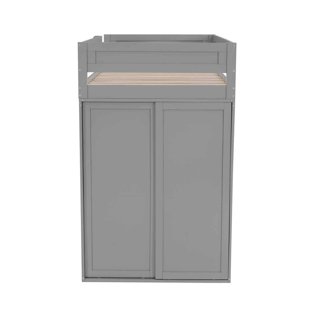 Twin Loft Bed with Wardrobe Gray