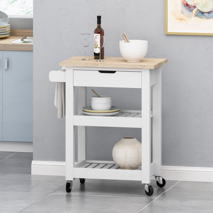 Rolling Kitchen Cart with Storage and Drawers
