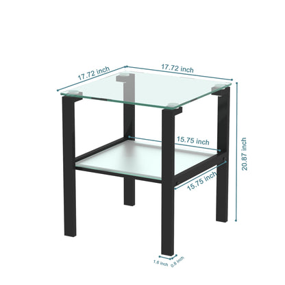 Two-Layer Glass Tea Table – Black Finish