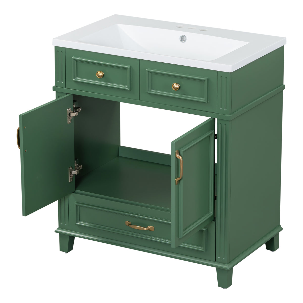30-Inch Solid Wood Bathroom Vanity with Sink Green