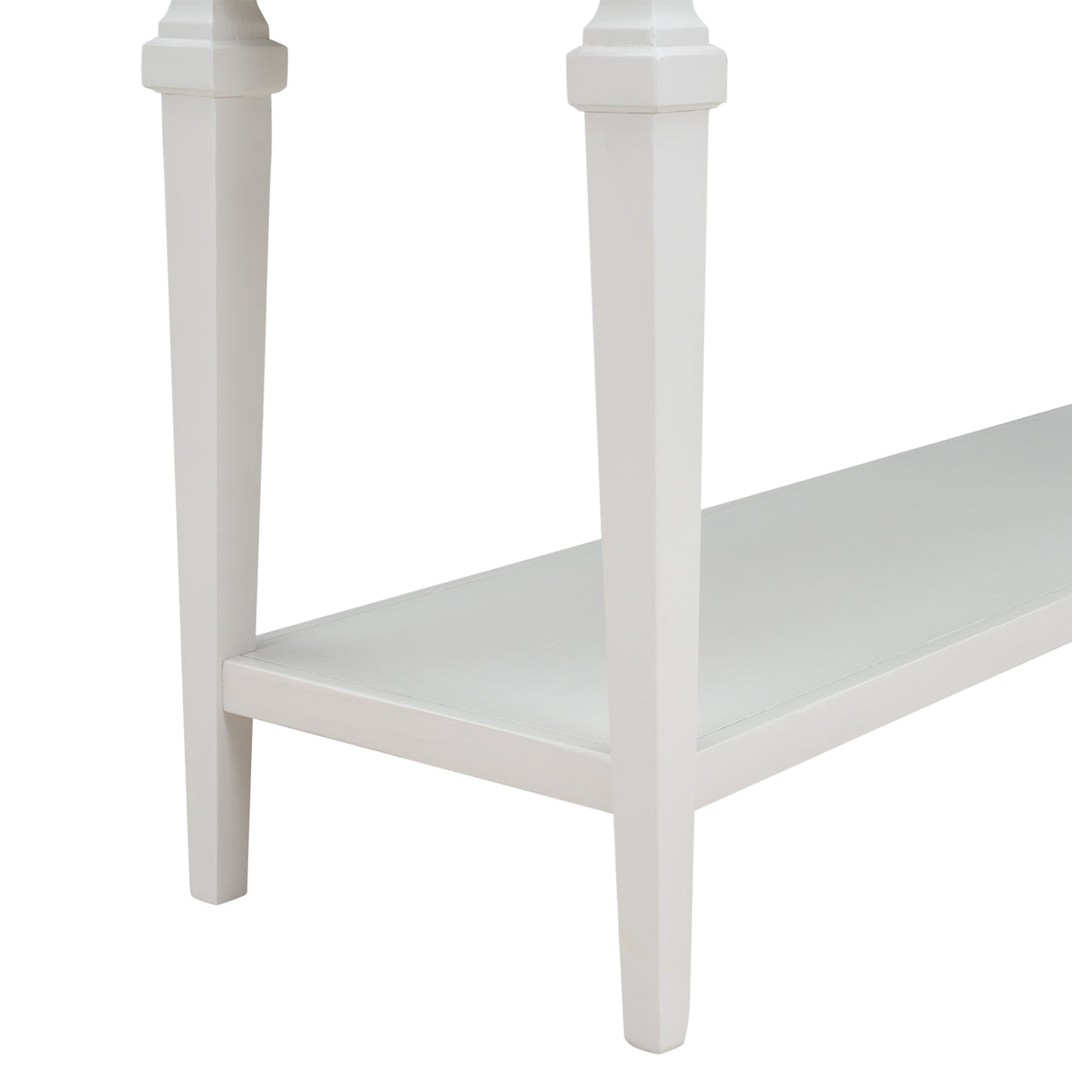 White Wood Console Table with Drawers