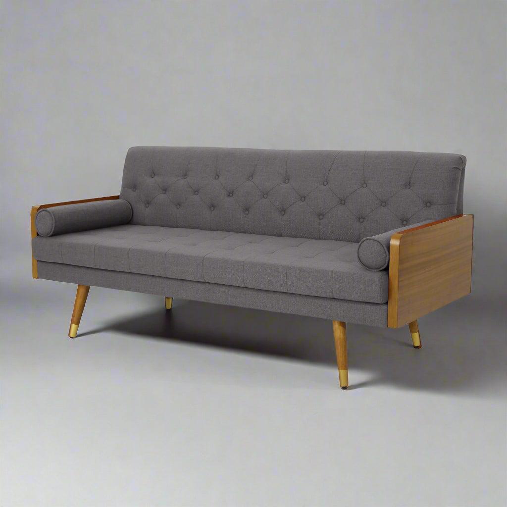 Aidan Mid-Century Tufted Fabric Sofa Gray