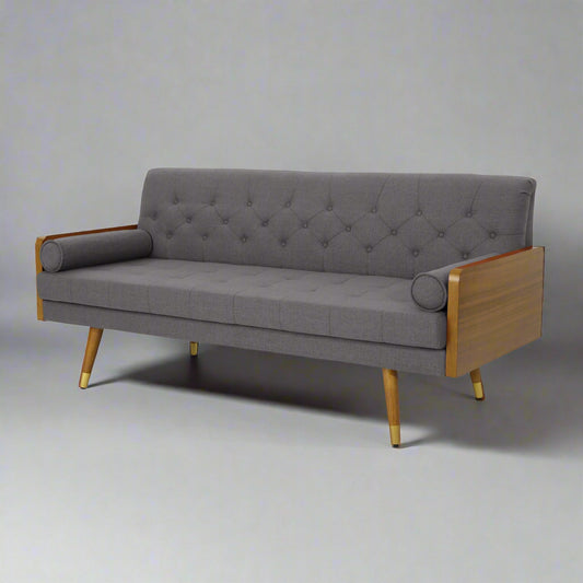 Aidan Mid-Century Tufted Fabric Sofa Gray