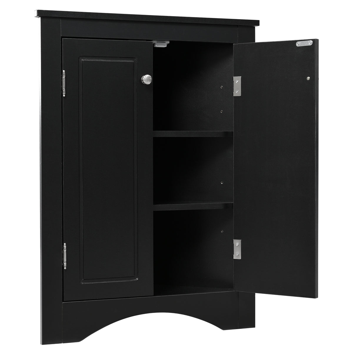 Black Corner Bathroom Cabinet with Shelves