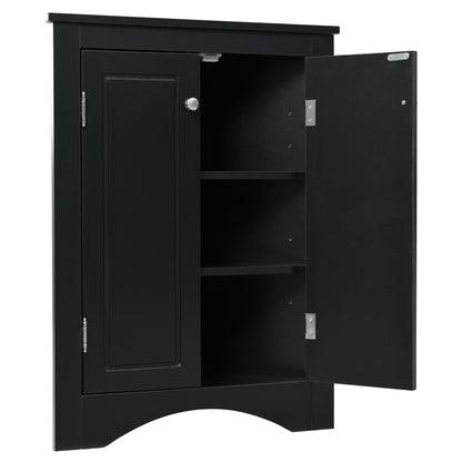 Black Corner Bathroom Cabinet with Shelves