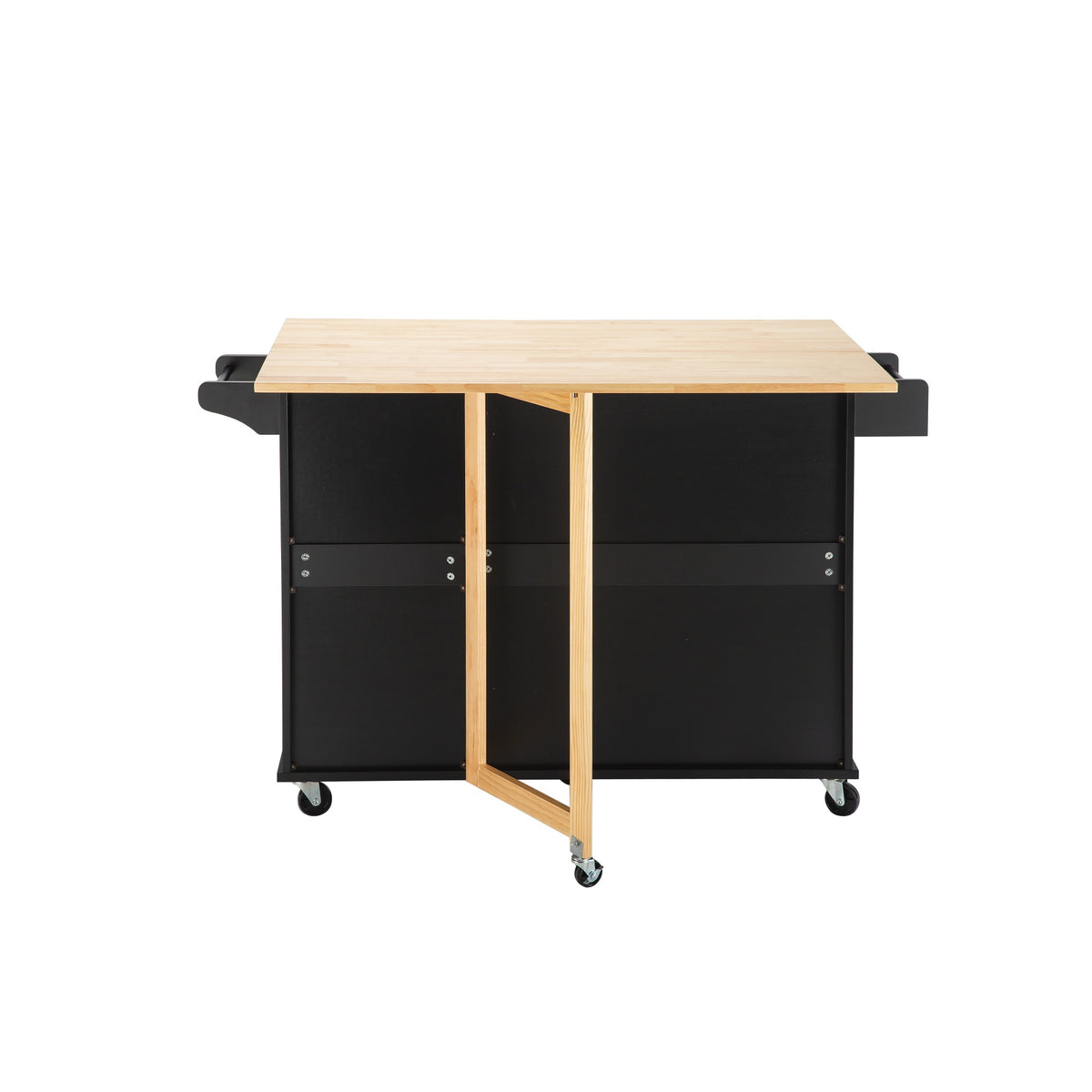 Extendable Kitchen Island with Rubber Wood Top