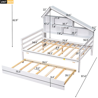 Full Platform Bed White