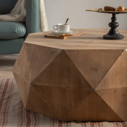 Embossed Pattern Coffee Table – Natural MDF