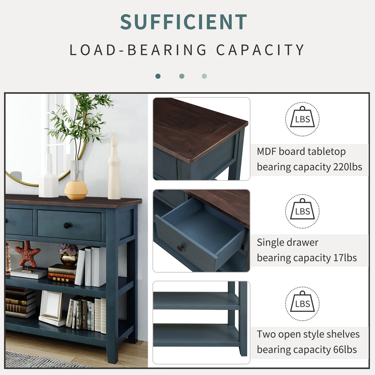 Retro Console Table Navy
