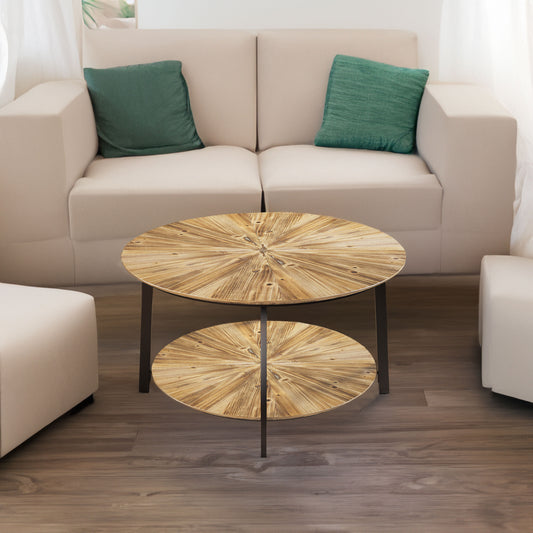 Round Double-Layer Coffee Table Metal Legs