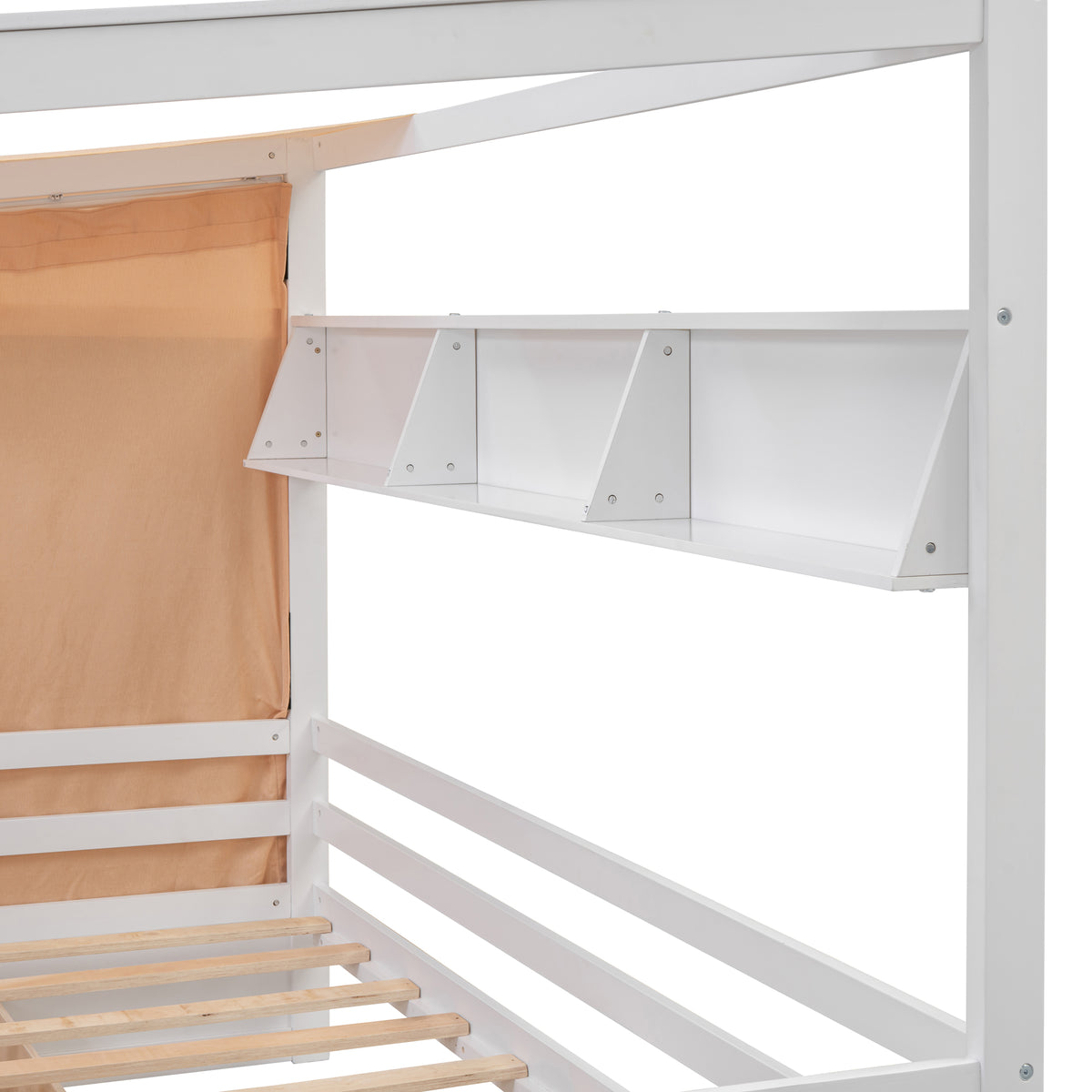 Twin House Bed with Wardrobe White