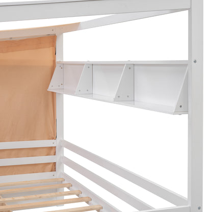 Twin House Bed with Wardrobe White