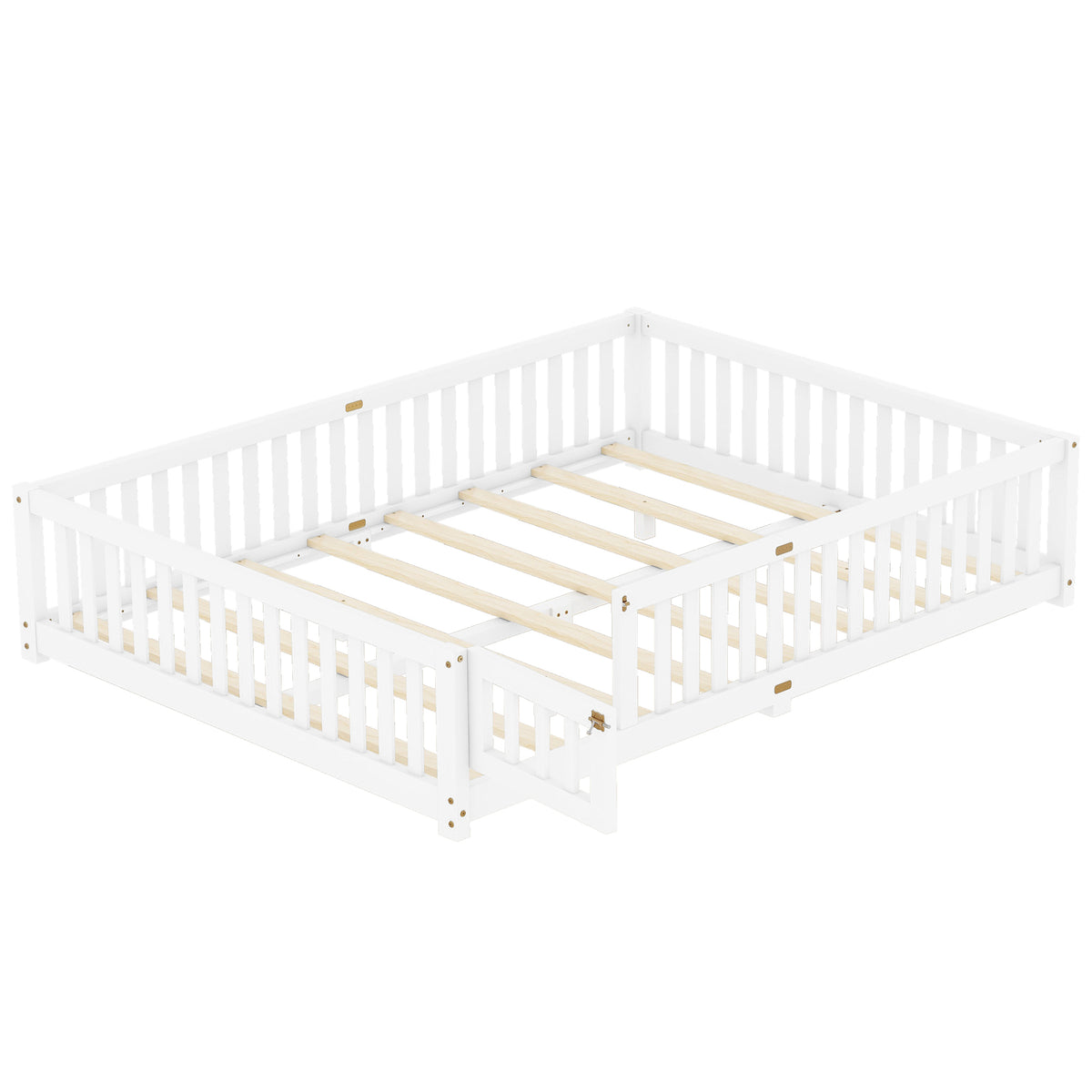 Kids Safety Floor Bed – White Guardrail Edition