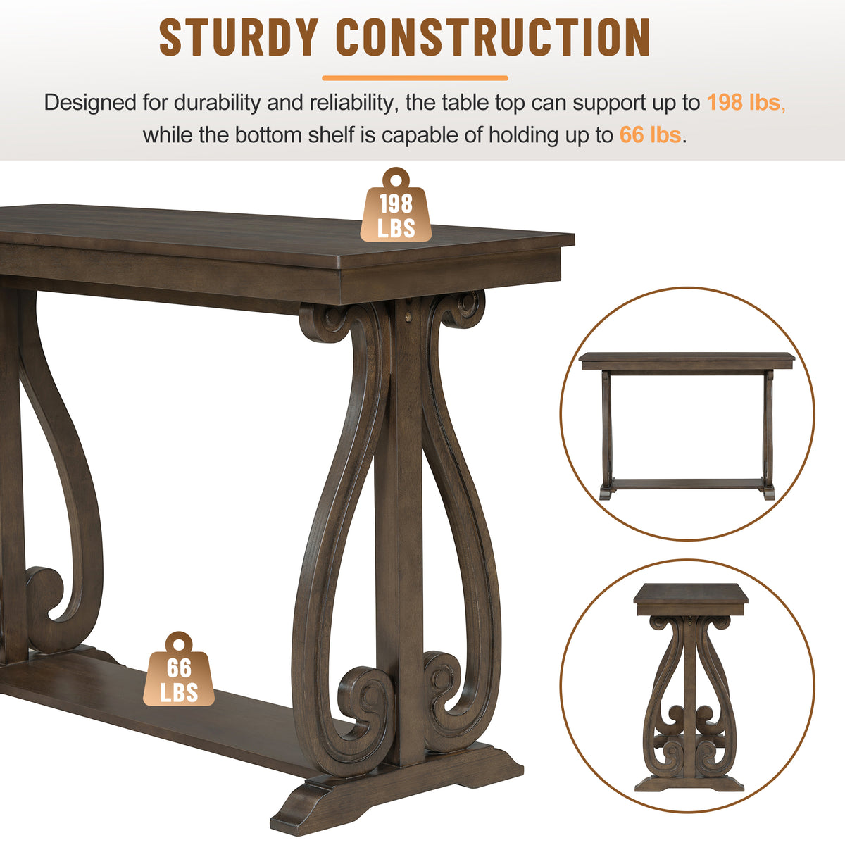 Walnut Farmhouse Console Table – 48”