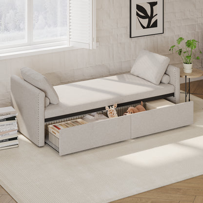 Linen Reclining Chaise Lounge – Beige