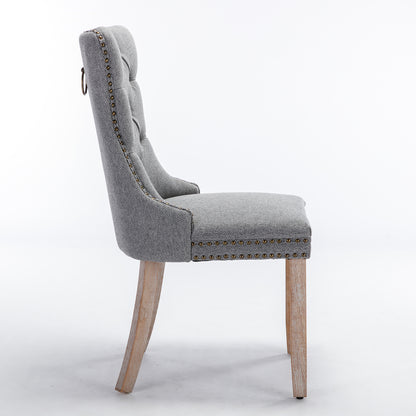 Nikki Tufted Linen Dining Chair Set (2 pcs) – Gray