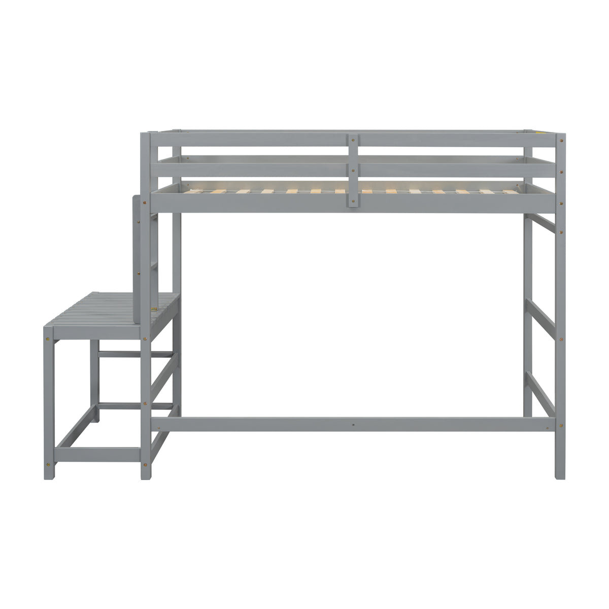 Twin High Loft Bed with Ladder Gray