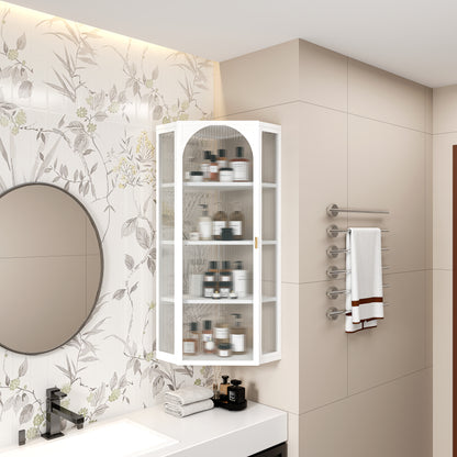 Glass Corner Wall Cabinet – White