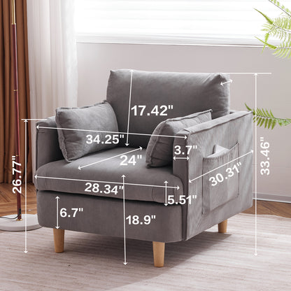 Modern Fabric Club Chair Gray