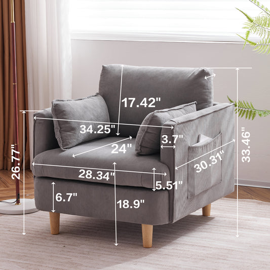 Modern Fabric Club Chair Gray